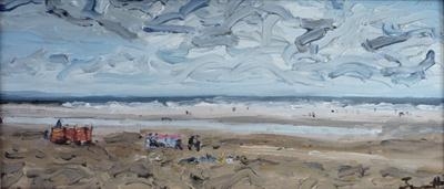 Evening drawing in at Croyde. by James Barrett, Painting, Oil on Board