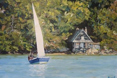 On starboard tack by James Barrett, Painting, Oil on Board