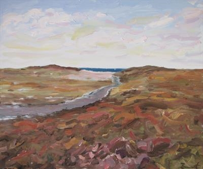 Scotland - looking out over heather towards the Summer Isles by James Barrett, Painting, Oil on Board